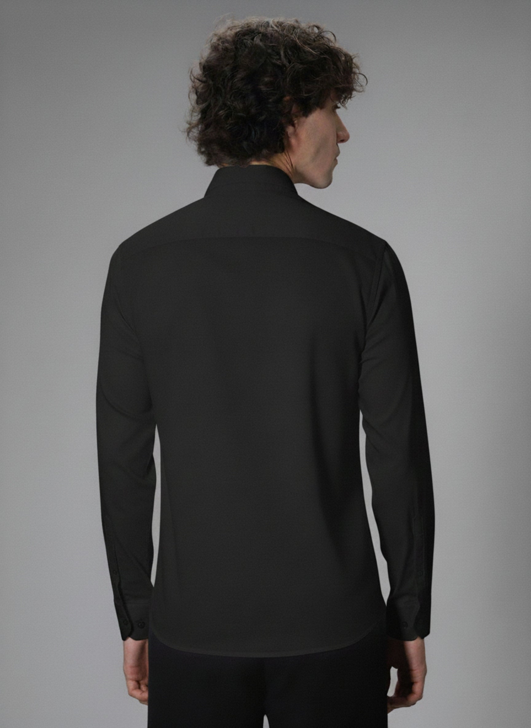 Men's Slim-Fit Shirt with Blue Swallow Flock Embroidery