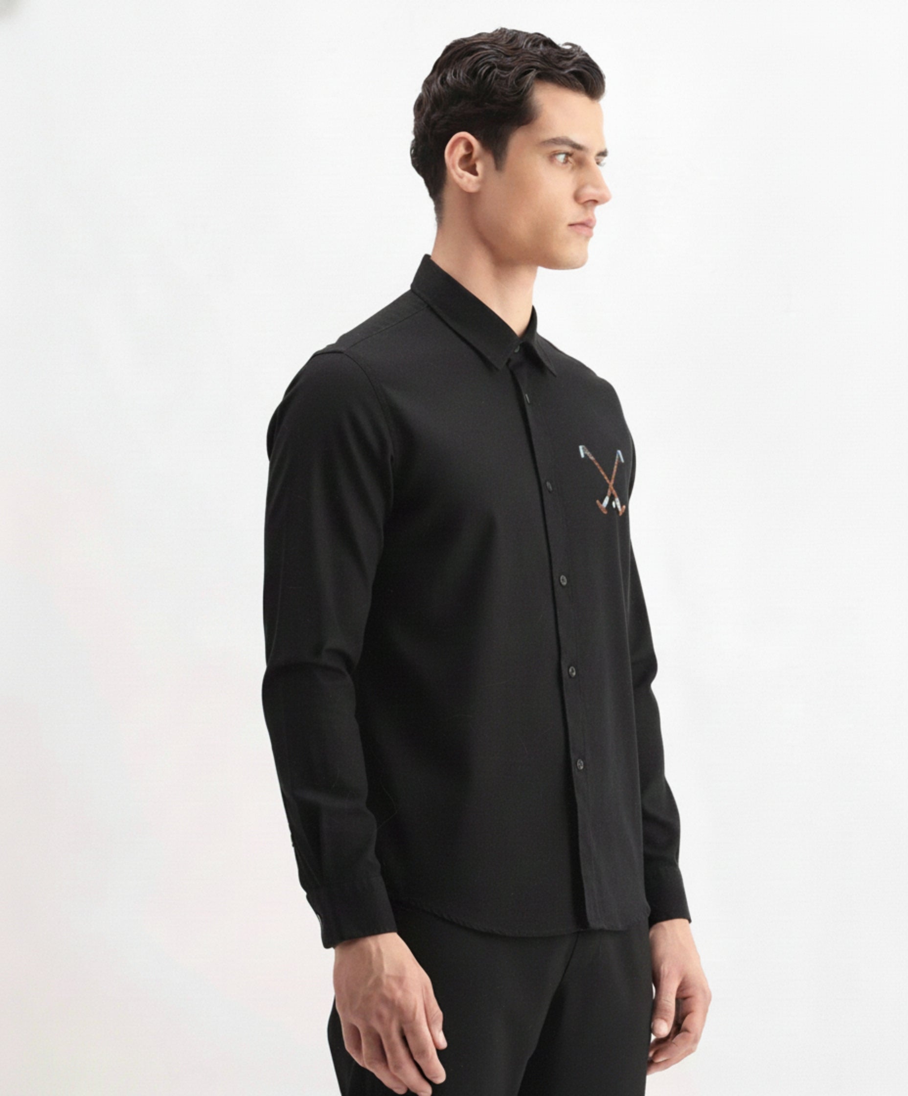 Men's Classic Oxford Shirt with Crossed-Club Embroidery