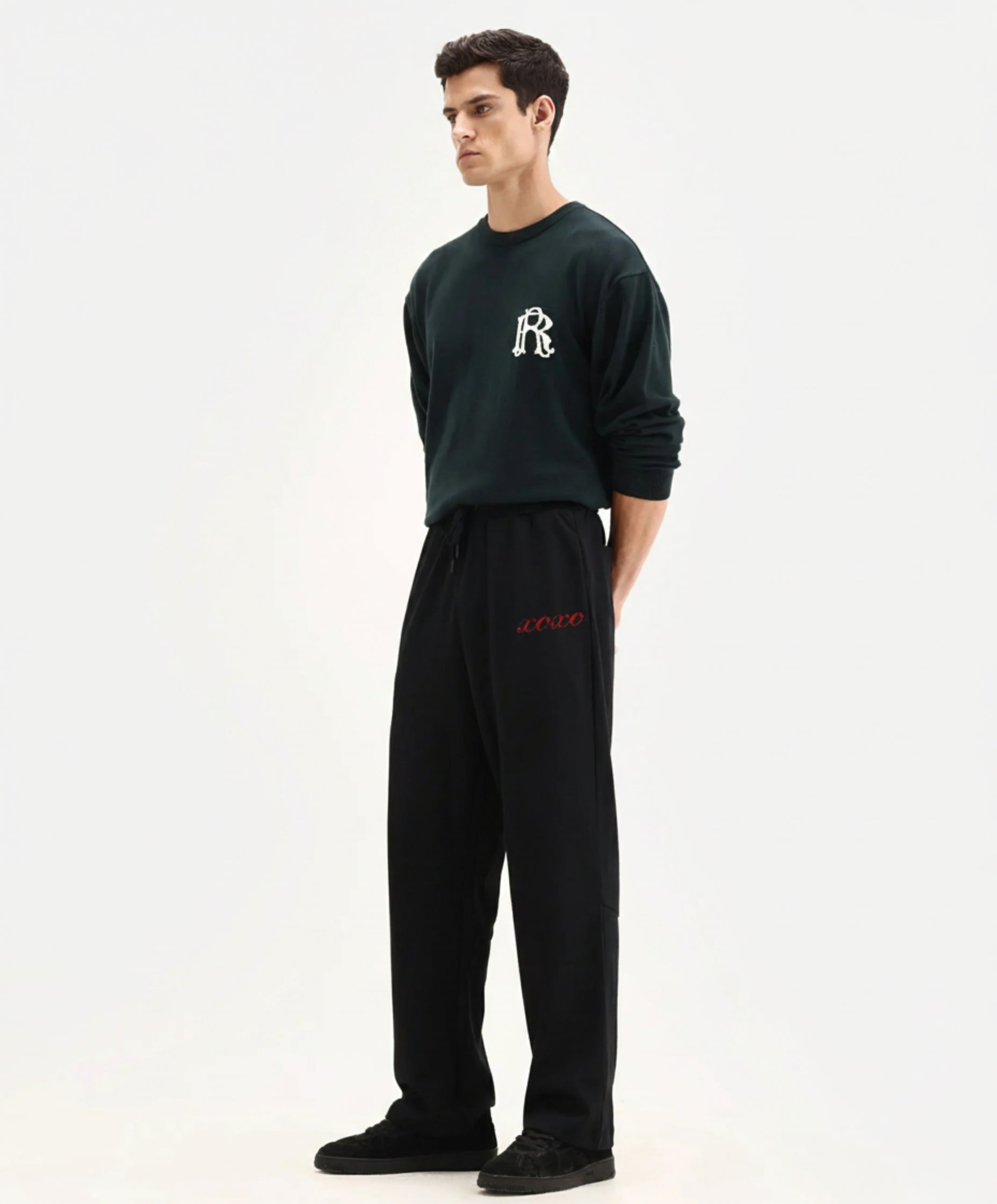 XOXO Embroidered Relaxed-Fit Streetwear Trouser