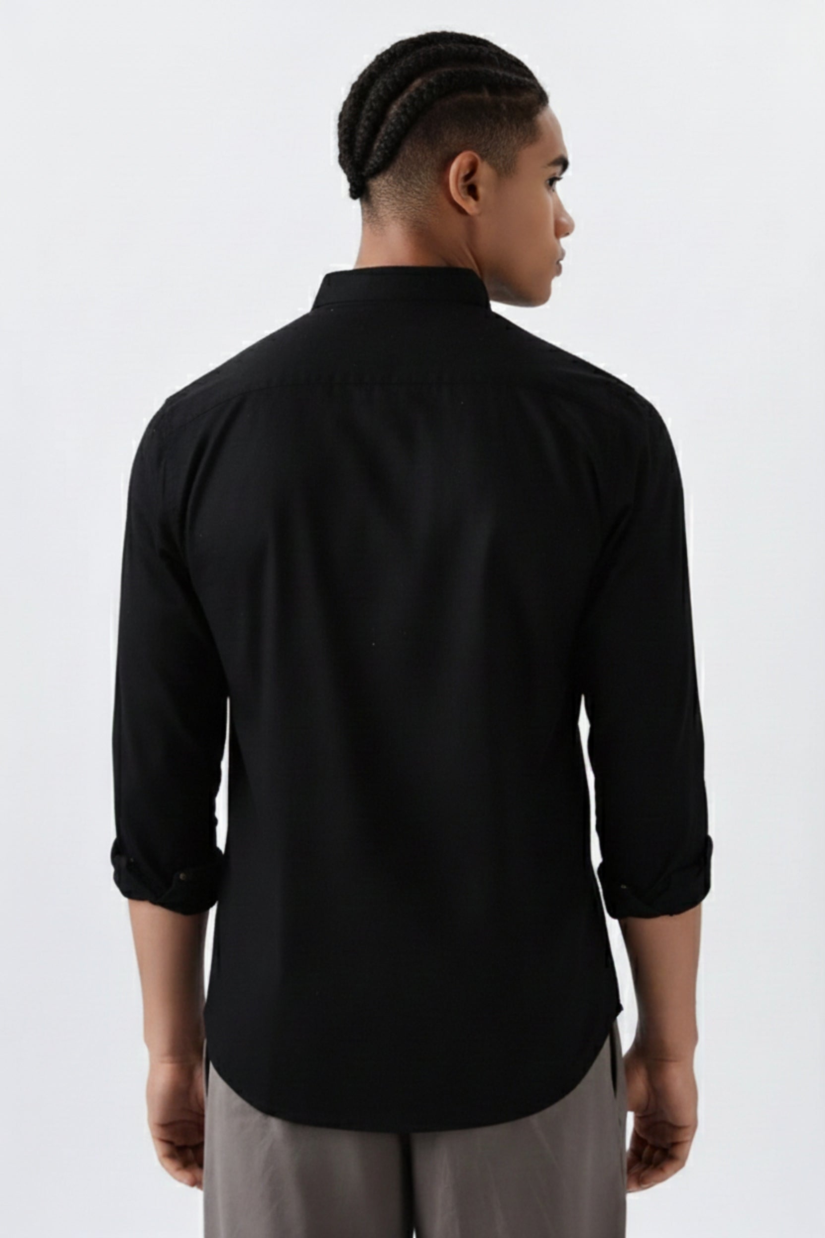 Men's "Classy" Heart Print Casual Button-Down Shirt with Contrast Buttons