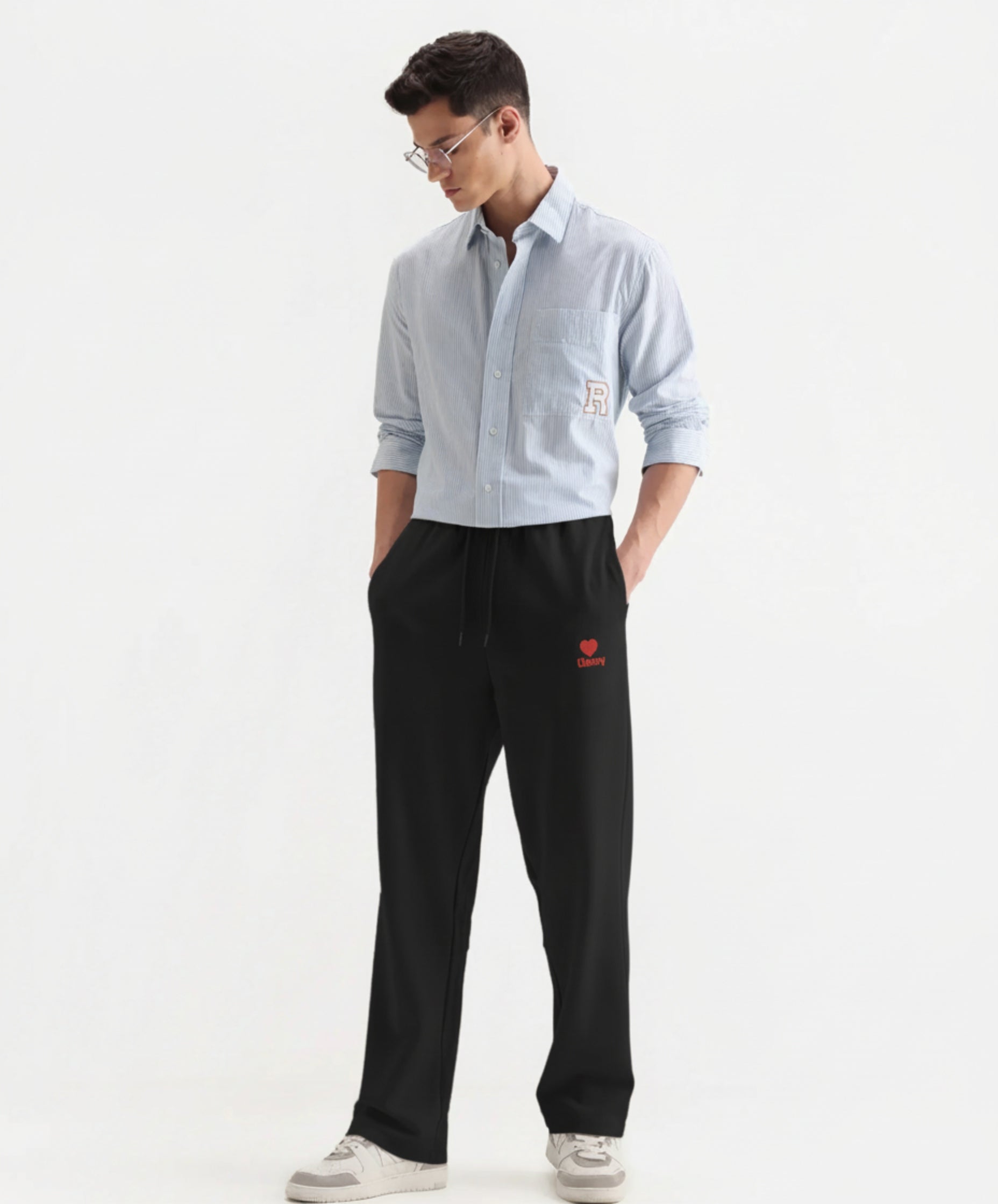 Classic Heart Accent Embroidered Relaxed-Fit Trouser