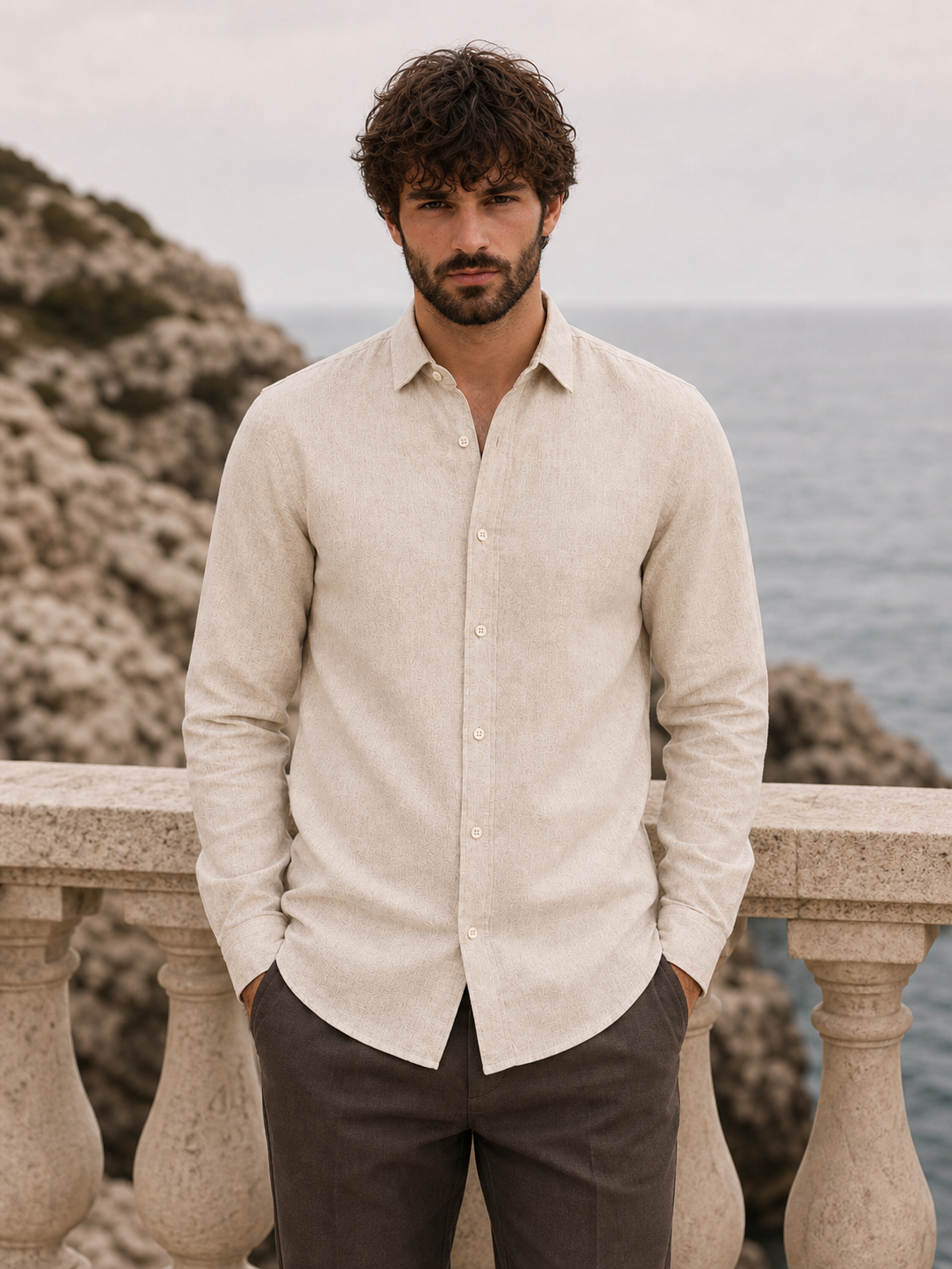 Beige Sand LYOLEN™ Linen Shirt | Unisex Premium Linen-Lyocell Blend | Classy Vouge