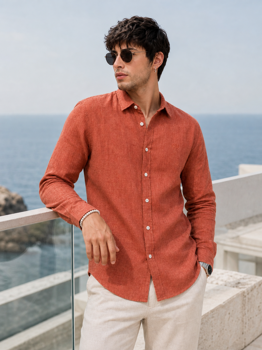 Rust Terracotta LYOLEN™ Linen Shirt | Unisex Premium Linen-Lyocell Blend | Classy Vouge