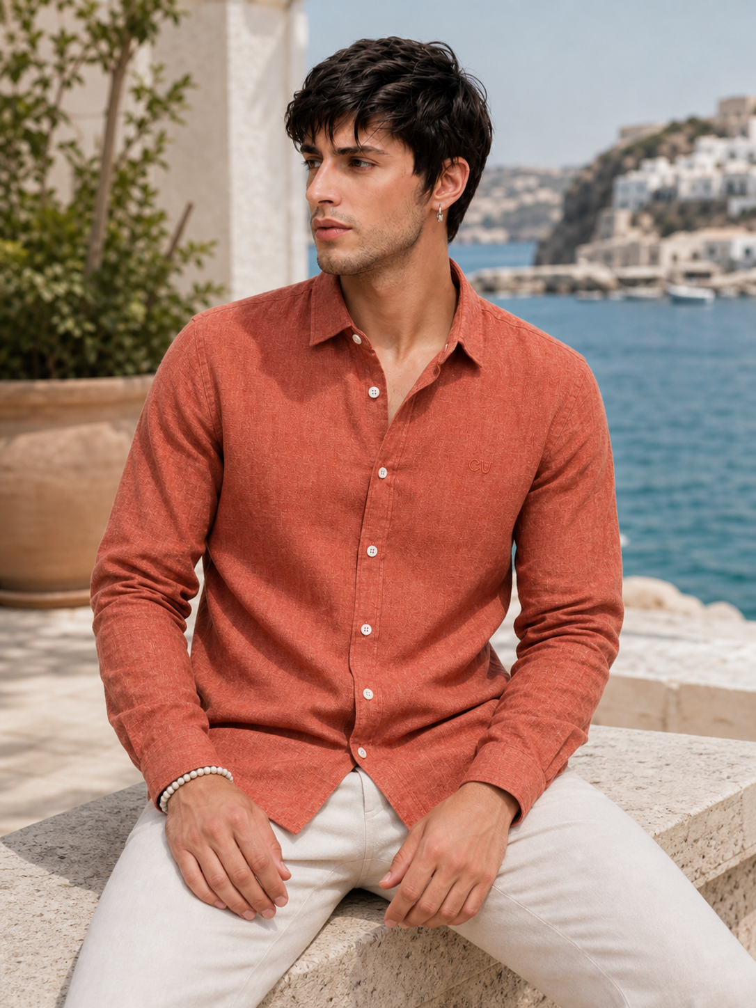 Rust Terracotta LYOLEN™ Linen Shirt | Unisex Premium Linen-Lyocell Blend | Classy Vouge