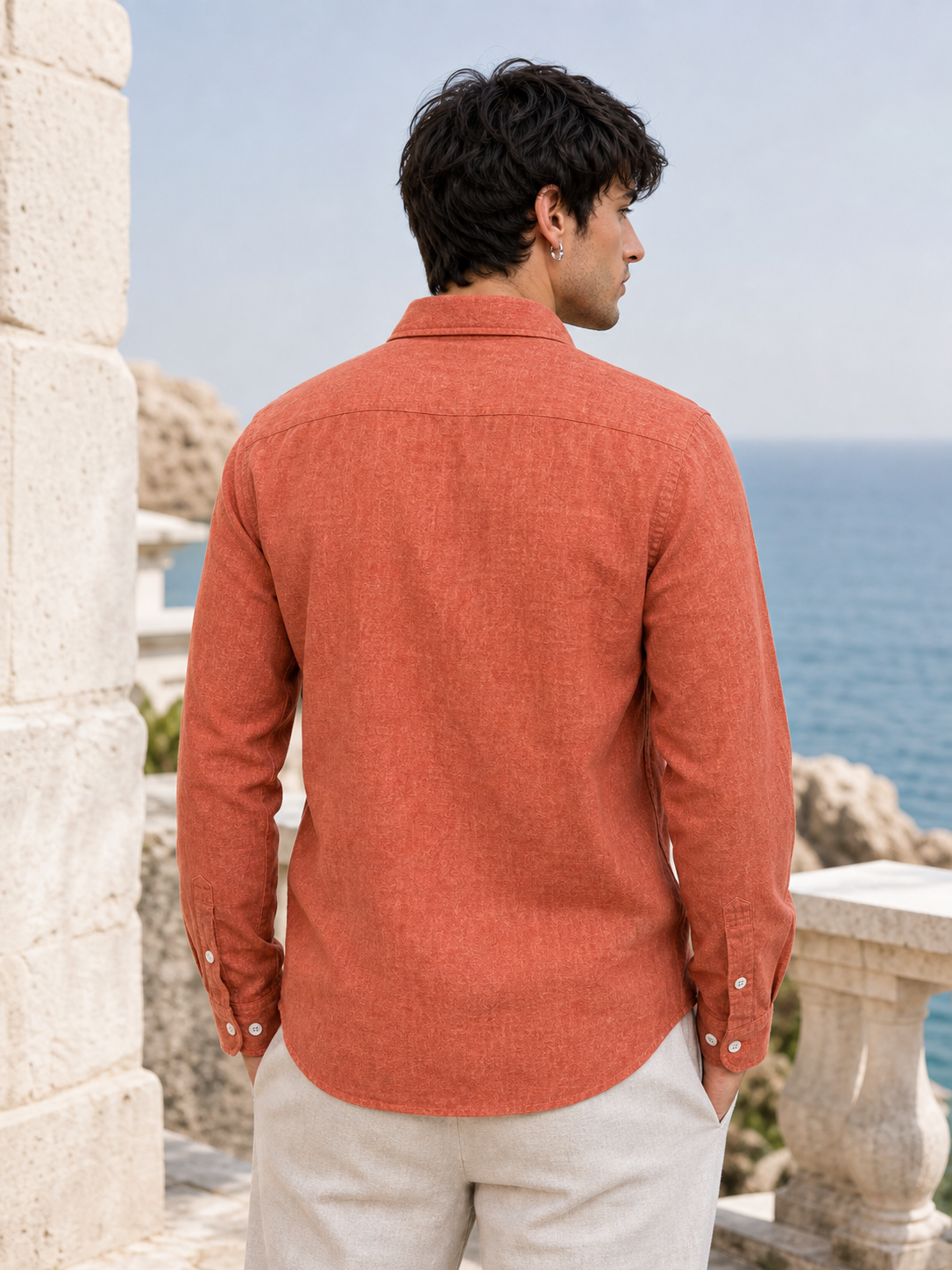 Rust Terracotta LYOLEN™ Linen Shirt | Unisex Premium Linen-Lyocell Blend | Classy Vouge