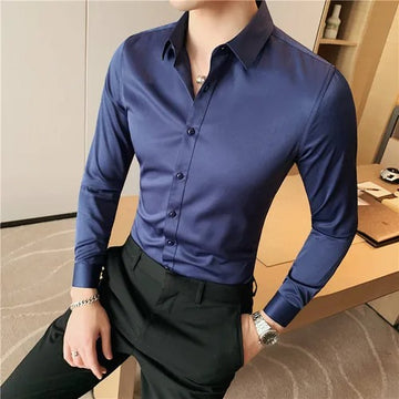 Navyblue Slim Fit Solid Plain Casual Shirt